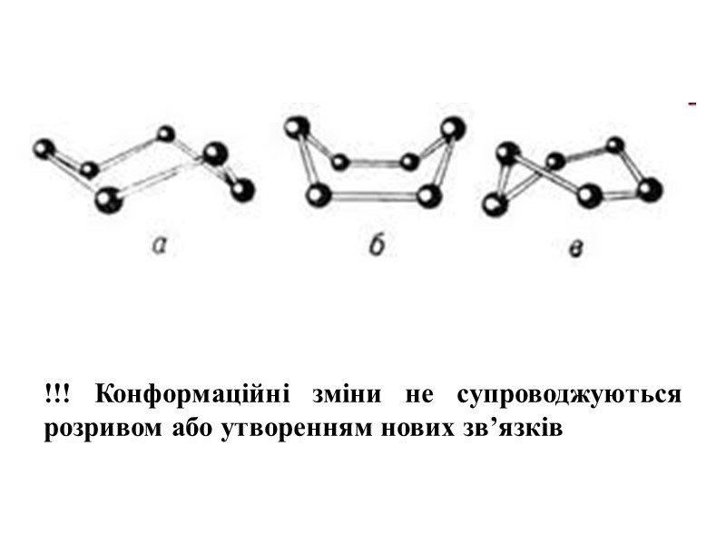 !!! Конформаційні зміни не супроводжуються розривом або утворенням нових зв’язків